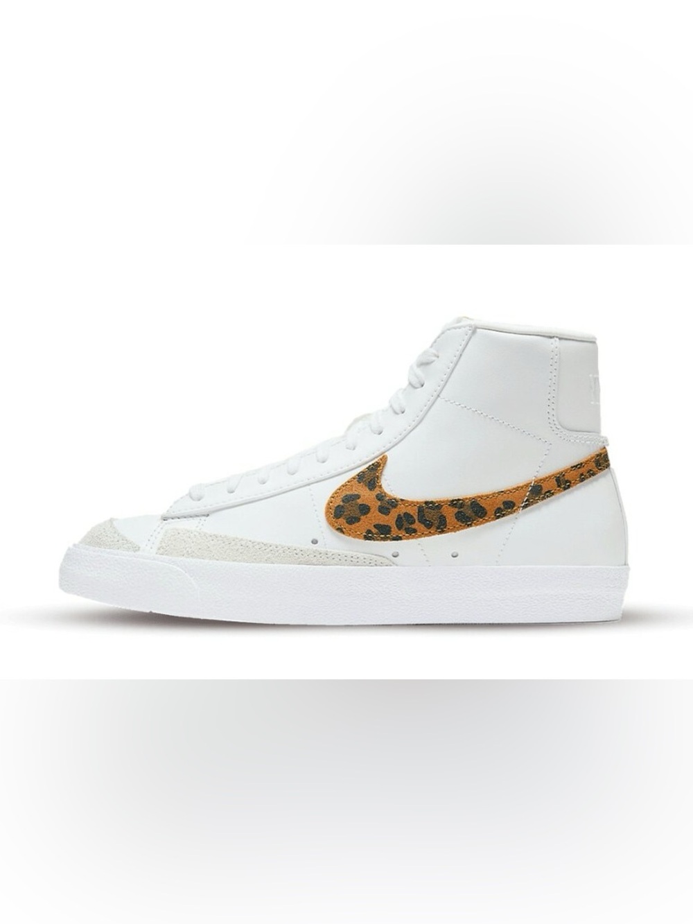 Nike High Tops Blazer Mid 77 Size 9 Women White Leather Leopard Swoosh Logo